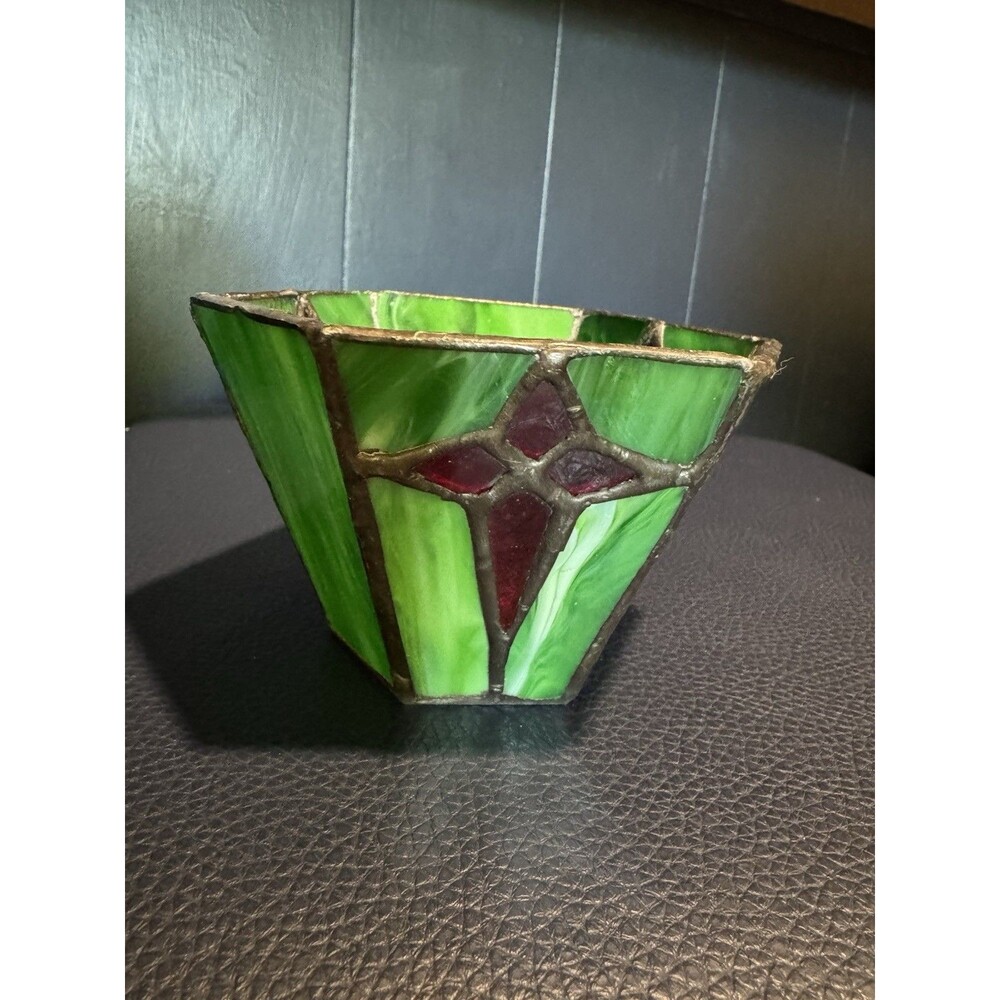 Vintage Pier 1 Geometric Stained Glass Votive Holder / Mini Vase